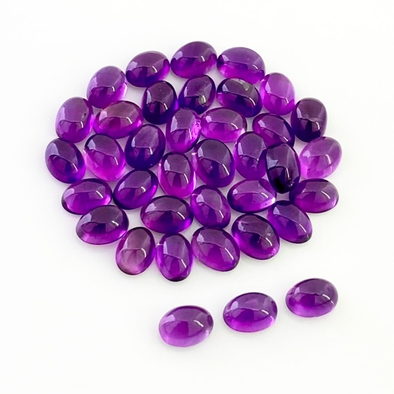 31.90 Carat African Amethyst 7x5mm Smooth Oval Shape A Grade Cabochons Parcel - Total 37 Pcs.