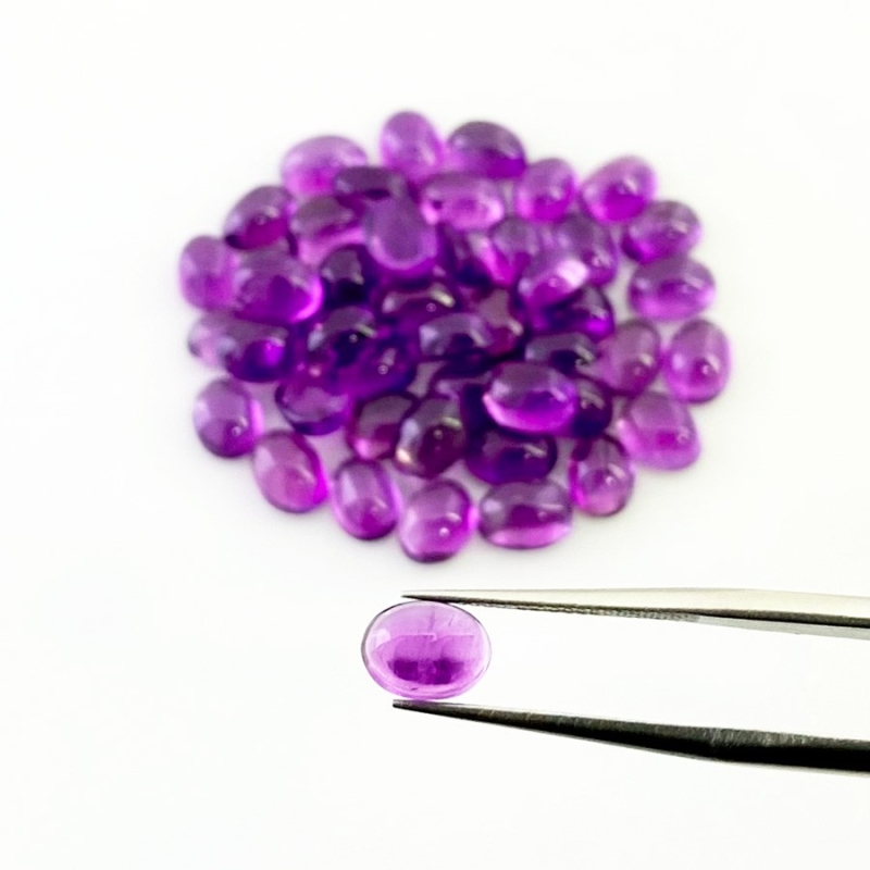 41.80 Carat African Amethyst 7x5mm Smooth Oval Shape A Grade Cabochons Parcel - Total 48 Pcs.