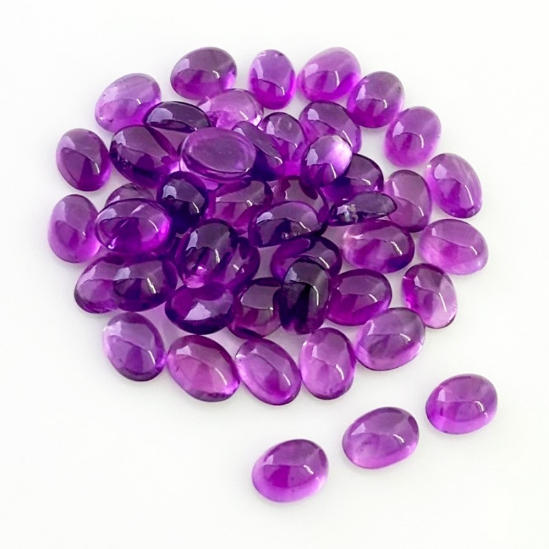 41.80 Carat African Amethyst 7x5mm Smooth Oval Shape A Grade Cabochons Parcel - Total 48 Pcs.