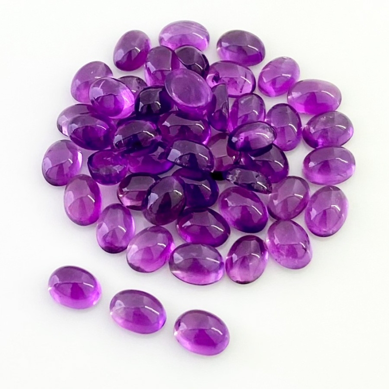41.80 Carat African Amethyst 7x5mm Smooth Oval Shape A Grade Cabochons Parcel - Total 48 Pcs.