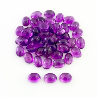 41.80 Carat African Amethyst 7x5mm Smooth Oval Shape A Grade Cabochons Parcel - Total 48 Pcs.
