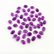 41.80 Carat African Amethyst 7x5mm Smooth Oval Shape A Grade Cabochons Parcel - Total 48 Pcs.