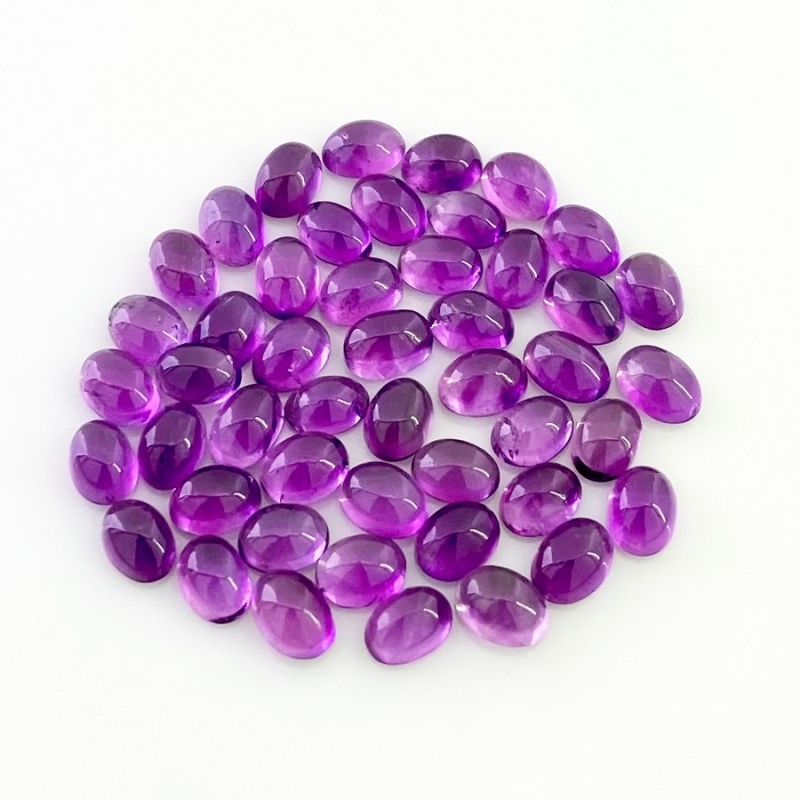 41.80 Carat African Amethyst 7x5mm Smooth Oval Shape A Grade Cabochons Parcel - Total 48 Pcs.