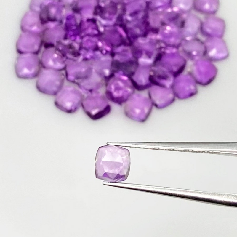 41.40 Carat African Amethyst 5mm Rose Cut Square Cushion Shape AA Grade Cabochons Parcel - Total 70 Pcs.