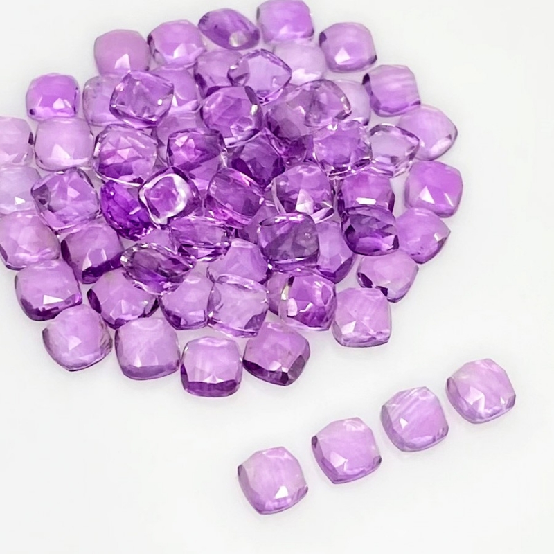 41.40 Carat African Amethyst 5mm Rose Cut Square Cushion Shape AA Grade Cabochons Parcel - Total 70 Pcs.