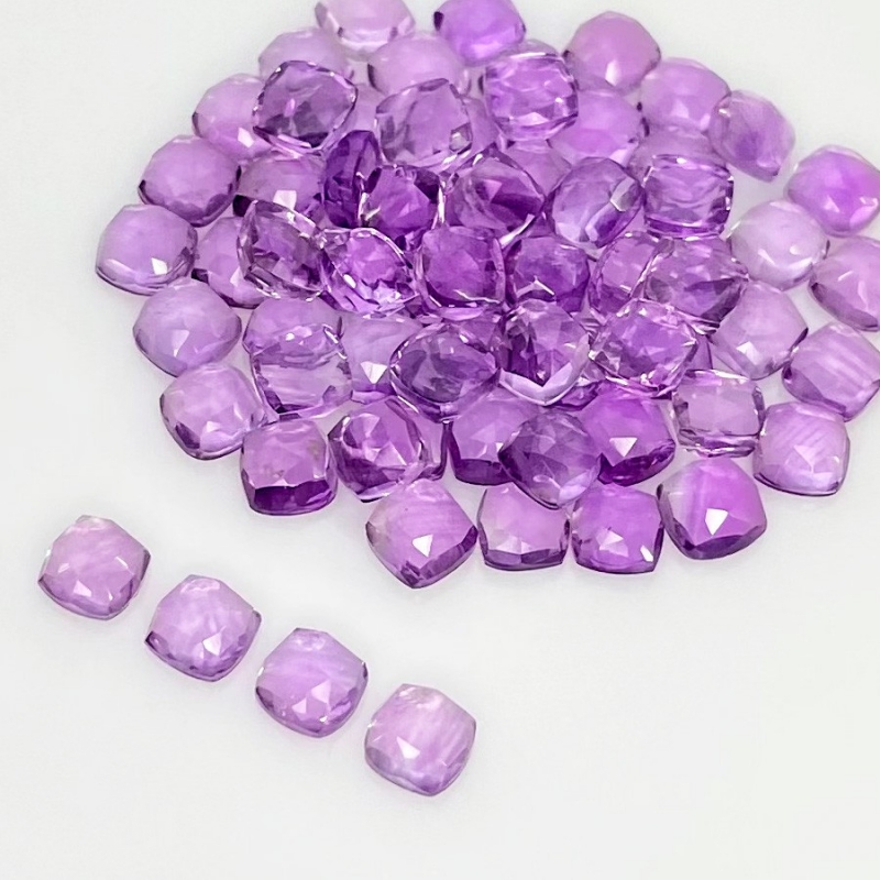 41.40 Carat African Amethyst 5mm Rose Cut Square Cushion Shape AA Grade Cabochons Parcel - Total 70 Pcs.