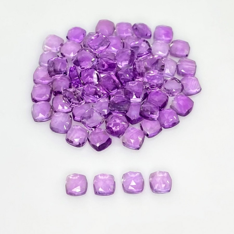 41.40 Carat African Amethyst 5mm Rose Cut Square Cushion Shape AA Grade Cabochons Parcel - Total 70 Pcs.