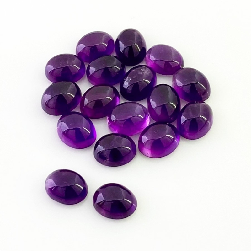 36 Carat African Amethyst 9x7mm Smooth Oval Shape A Grade Cabochons Parcel - Total 17 Pcs.