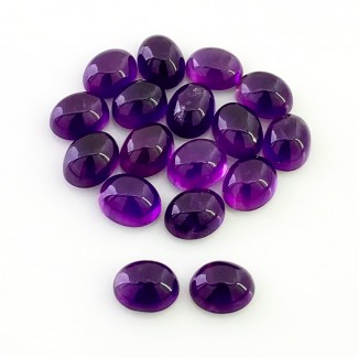 African Amethyst Smooth Oval Shape A Grade Cabochon Parcel - 9x7mm - 17 Pc. - 36 Carat