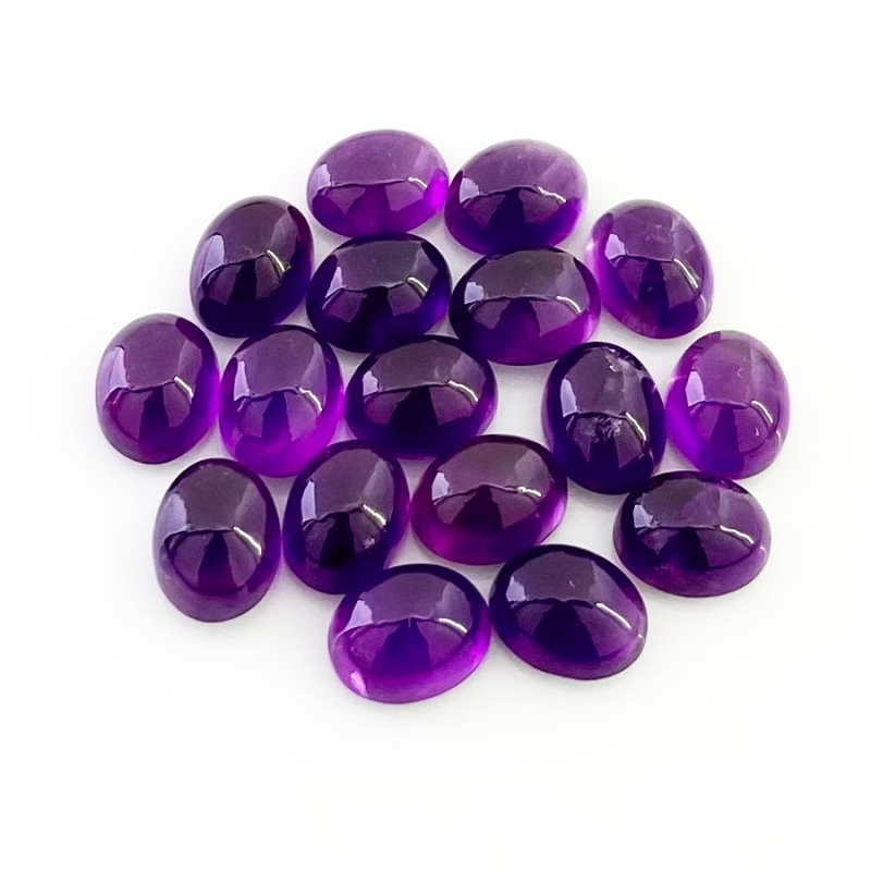 36 Carat African Amethyst 9x7mm Smooth Oval Shape A Grade Cabochons Parcel - Total 17 Pcs.