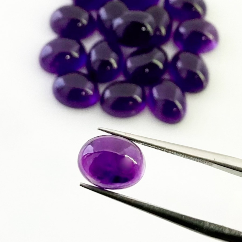 35.70 Carat African Amethyst 9x7mm Smooth Oval Shape A Grade Cabochons Parcel - Total 16 Pcs.
