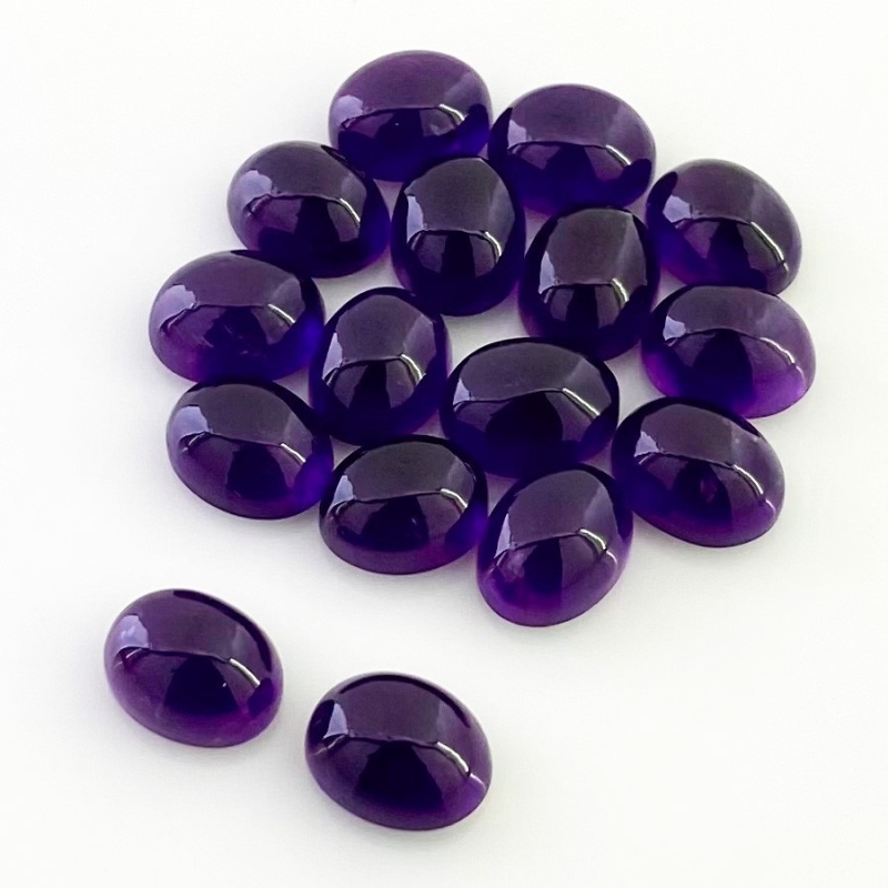 35.70 Carat African Amethyst 9x7mm Smooth Oval Shape A Grade Cabochons Parcel - Total 16 Pcs.
