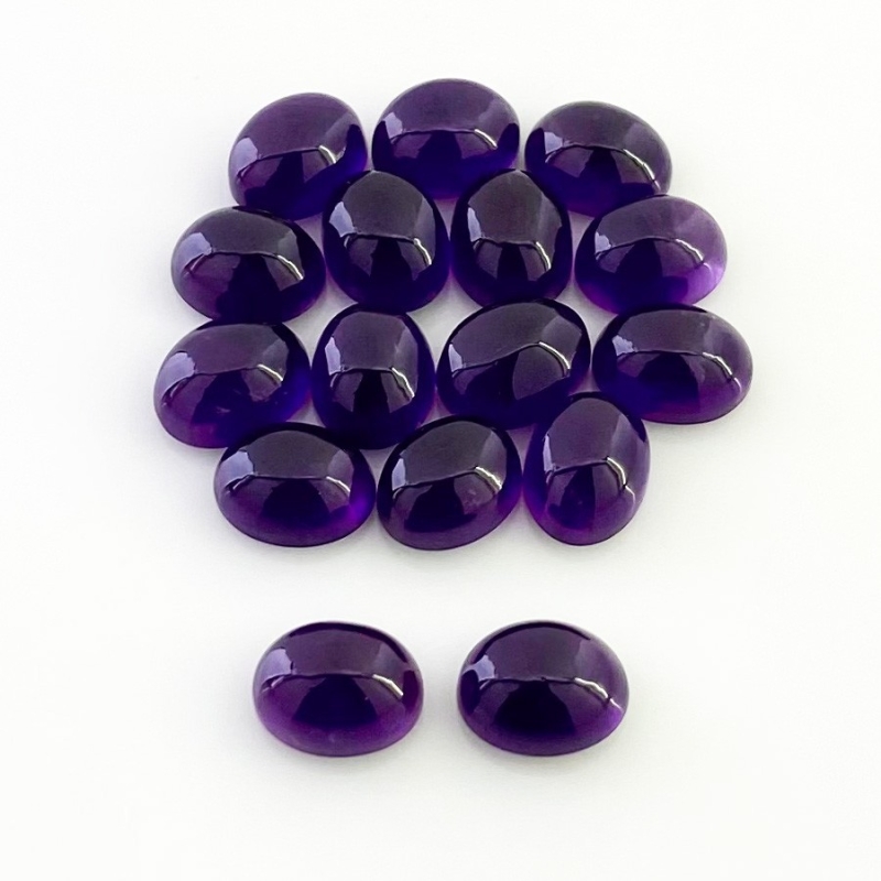 35.70 Carat African Amethyst 9x7mm Smooth Oval Shape A Grade Cabochons Parcel - Total 16 Pcs.