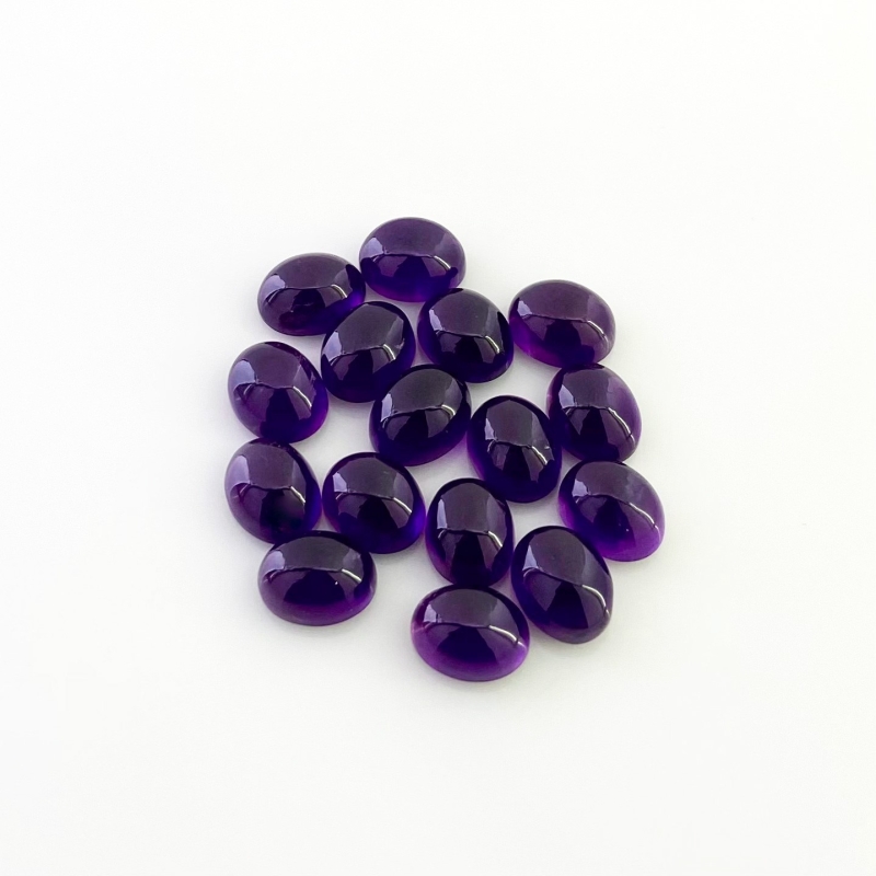 35.70 Carat African Amethyst 9x7mm Smooth Oval Shape A Grade Cabochons Parcel - Total 16 Pcs.