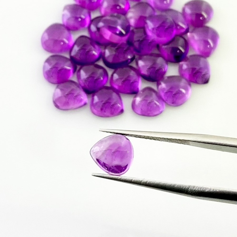 33.65 Carat African Amethyst 7mm Smooth Heart Shape A Grade Cabochons Parcel - Total 27 Pcs.