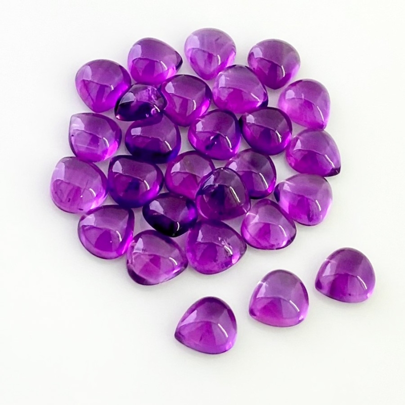 33.65 Carat African Amethyst 7mm Smooth Heart Shape A Grade Cabochons Parcel - Total 27 Pcs.