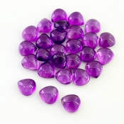 33.65 Carat African Amethyst 7mm Smooth Heart Shape A Grade Cabochons Parcel - Total 27 Pcs.