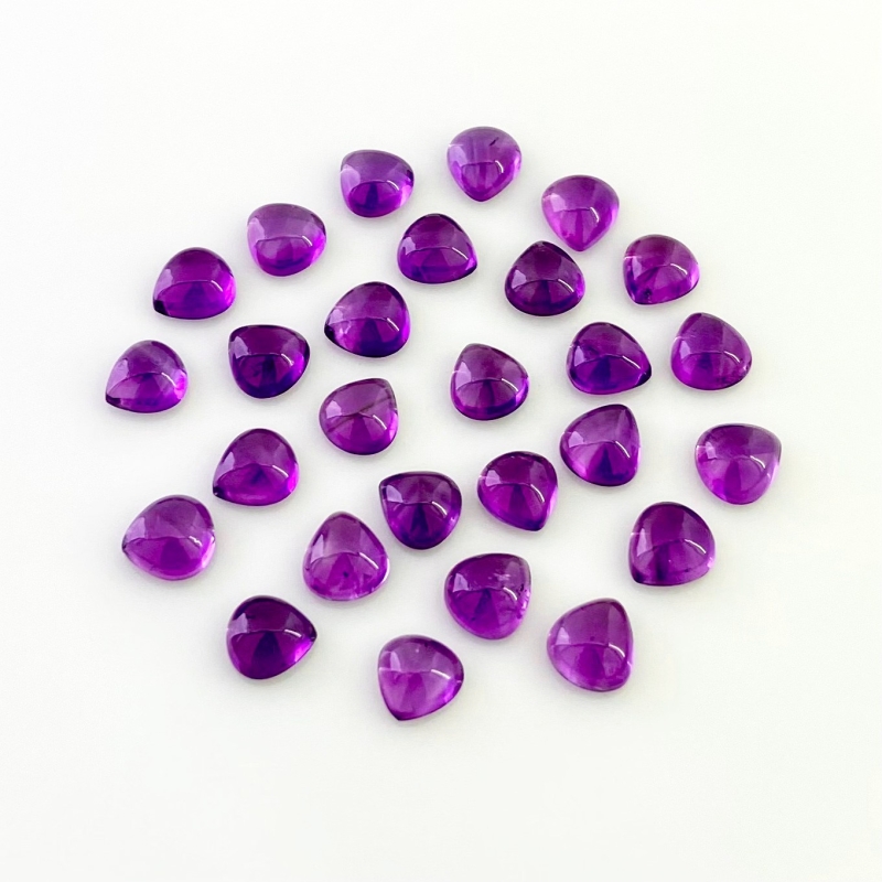 33.65 Carat African Amethyst 7mm Smooth Heart Shape A Grade Cabochons Parcel - Total 27 Pcs.