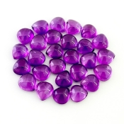 33.65 Carat African Amethyst 7mm Smooth Heart Shape A Grade Cabochons Parcel - Total 27 Pcs.