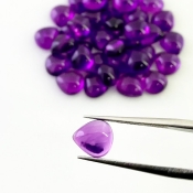 42.50 Carat African Amethyst 7mm Smooth Heart Shape A Grade Cabochons Parcel - Total 36 Pcs.