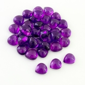 42.50 Carat African Amethyst 7mm Smooth Heart Shape A Grade Cabochons Parcel - Total 36 Pcs.