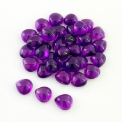 42.50 Carat African Amethyst 7mm Smooth Heart Shape A Grade Cabochons Parcel - Total 36 Pcs.