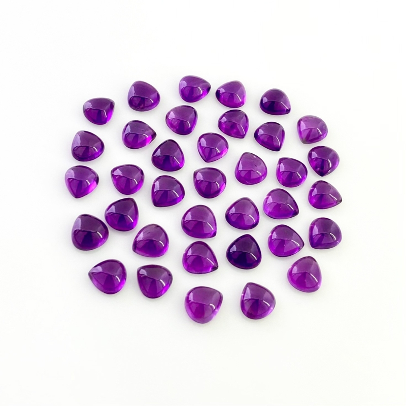 42.50 Carat African Amethyst 7mm Smooth Heart Shape A Grade Cabochons Parcel - Total 36 Pcs.