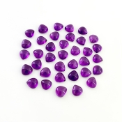 42.50 Carat African Amethyst 7mm Smooth Heart Shape A Grade Cabochons Parcel - Total 36 Pcs.