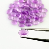 40.85 Carat African Amethyst 7x5mm Smooth Oval Shape A Grade Cabochons Parcel - Total 55 Pcs.