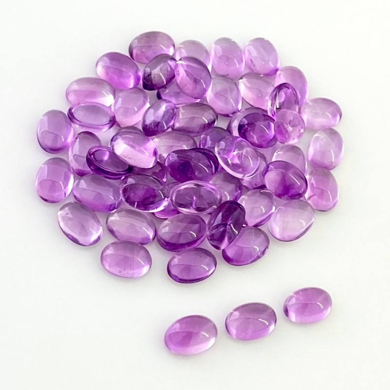 40.85 Carat African Amethyst 7x5mm Smooth Oval Shape A Grade Cabochons Parcel - Total 55 Pcs.