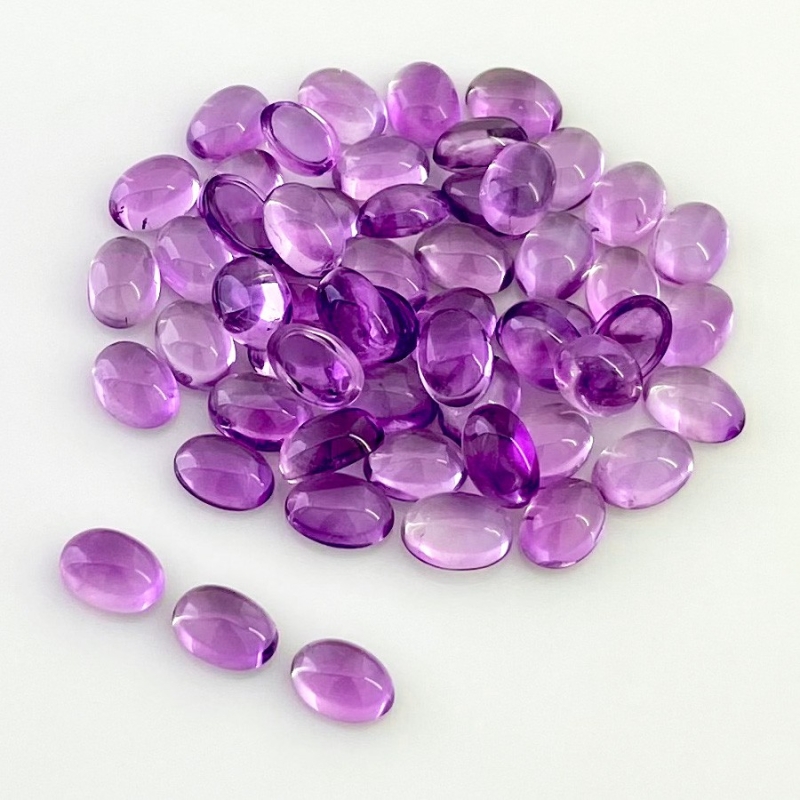 40.85 Carat African Amethyst 7x5mm Smooth Oval Shape A Grade Cabochons Parcel - Total 55 Pcs.
