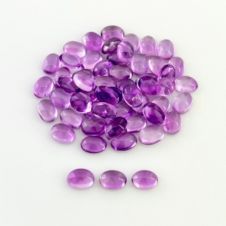 40.85 Carat African Amethyst 7x5mm Smooth Oval Shape A Grade Cabochons Parcel - Total 55 Pcs.