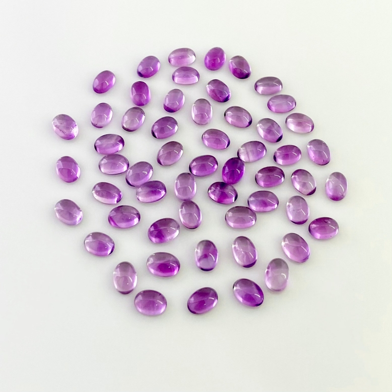 40.85 Carat African Amethyst 7x5mm Smooth Oval Shape A Grade Cabochons Parcel - Total 55 Pcs.