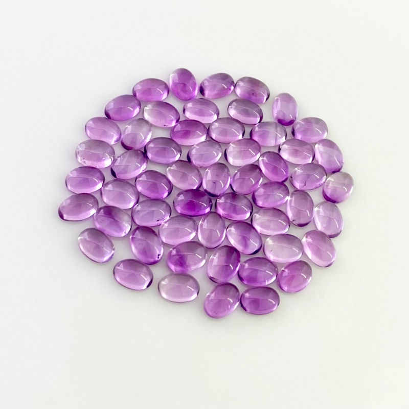 40.85 Carat African Amethyst 7x5mm Smooth Oval Shape A Grade Cabochons Parcel - Total 55 Pcs.