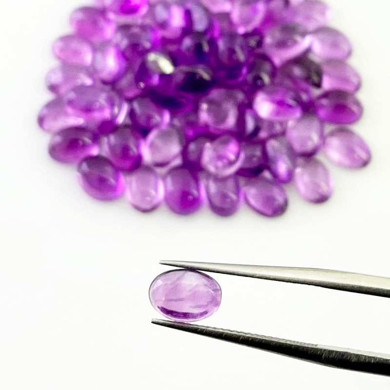 51.10 Carat African Amethyst 7x5mm Smooth Oval Shape A Grade Cabochons Parcel - Total 68 Pcs.