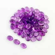 51.10 Carat African Amethyst 7x5mm Smooth Oval Shape A Grade Cabochons Parcel - Total 68 Pcs.