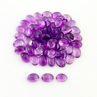 51.10 Carat African Amethyst 7x5mm Smooth Oval Shape A Grade Cabochons Parcel - Total 68 Pcs.