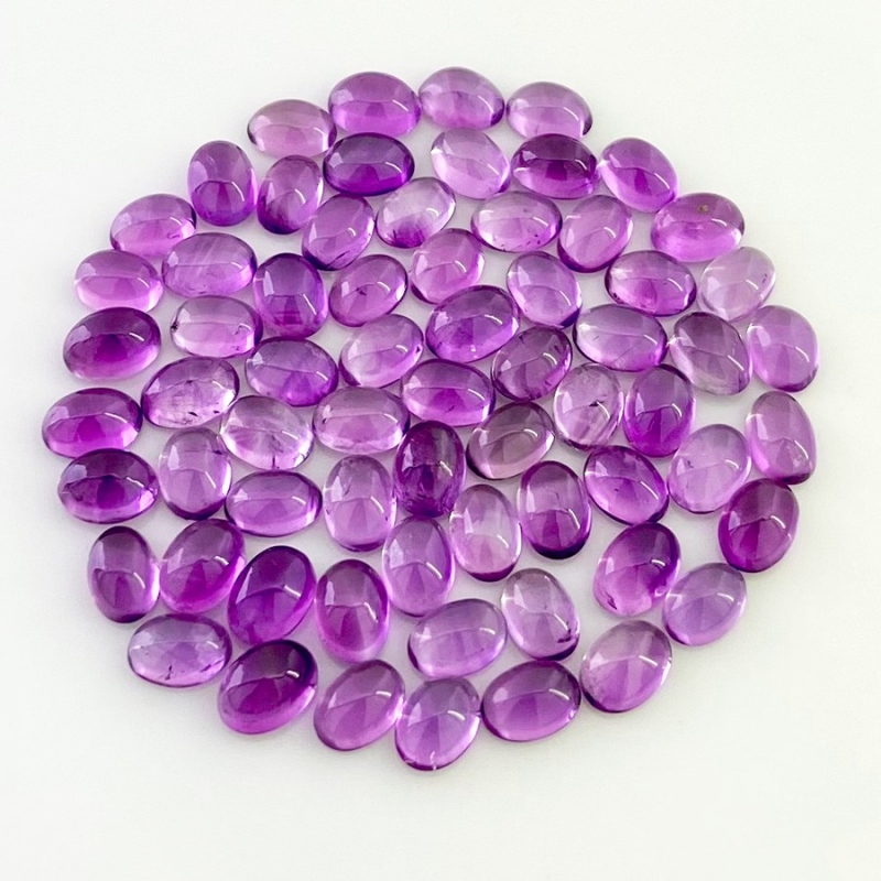 51.10 Carat African Amethyst 7x5mm Smooth Oval Shape A Grade Cabochons Parcel - Total 68 Pcs.