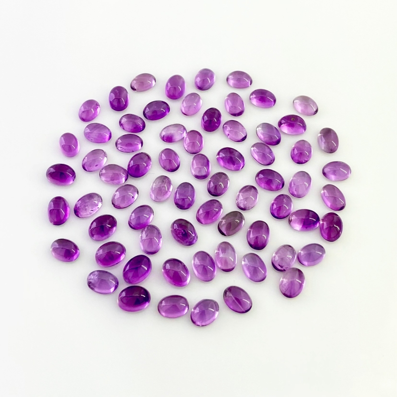 51.10 Carat African Amethyst 7x5mm Smooth Oval Shape A Grade Cabochons Parcel - Total 68 Pcs.