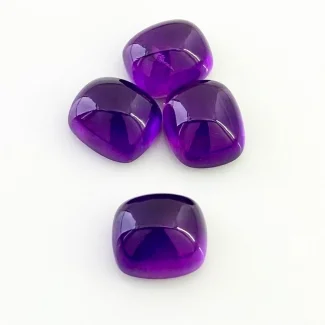 42.85 Carat African Amethyst 14x12mm Smooth Cushion Shape A Grade Cabochons Parcel - Total 4 Pcs.