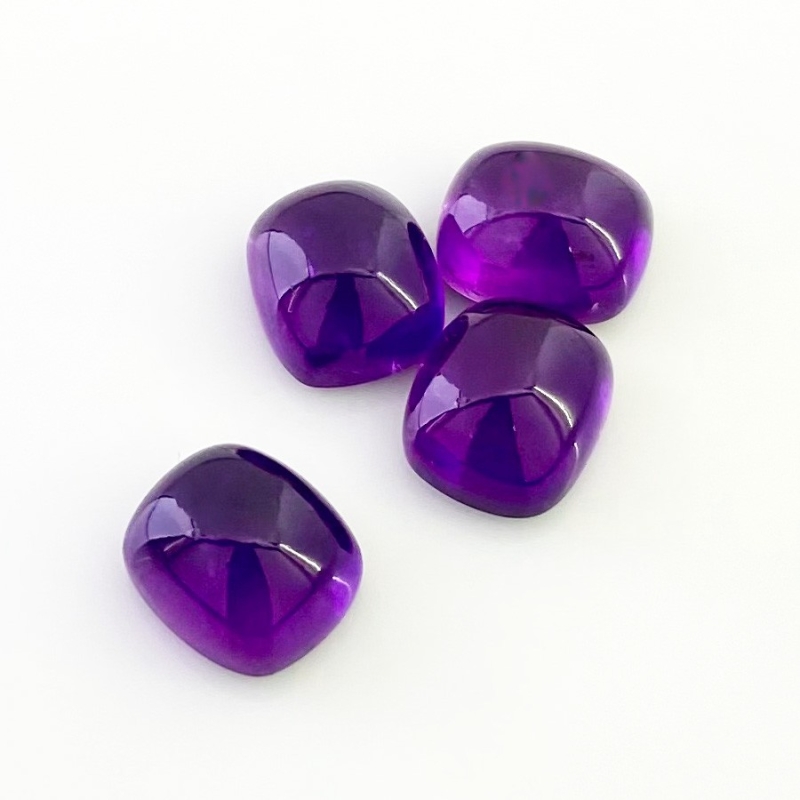 42.85 Carat African Amethyst 14x12mm Smooth Cushion Shape A Grade Cabochons Parcel - Total 4 Pcs.