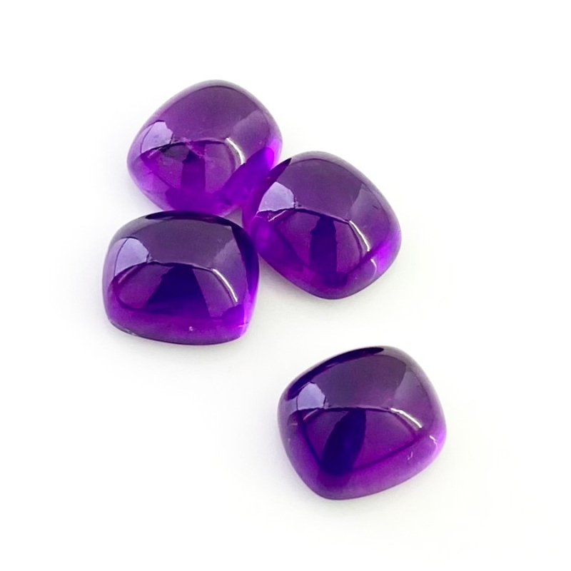42.85 Carat African Amethyst 14x12mm Smooth Cushion Shape A Grade Cabochons Parcel - Total 4 Pcs.