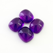 42.85 Carat African Amethyst 14x12mm Smooth Cushion Shape A Grade Cabochons Parcel - Total 4 Pcs.