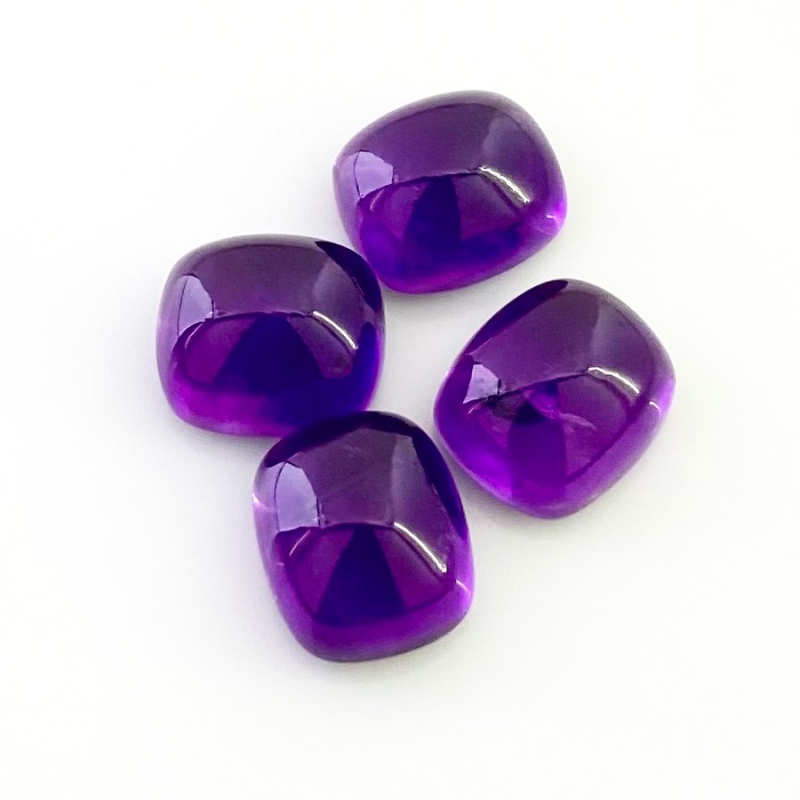 42.85 Carat African Amethyst 14x12mm Smooth Cushion Shape A Grade Cabochons Parcel - Total 4 Pcs.