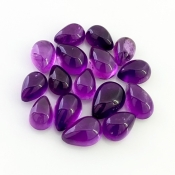 48.05 Cts. African Amethyst 9.5x6.5-12.5x8.5mm Smooth Pear Shape A Grade Cabochons Parcel - Total 16 Pcs.