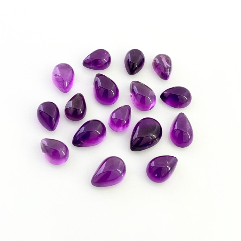 48.05 Cts. African Amethyst 9.5x6.5-12.5x8.5mm Smooth Pear Shape A Grade Cabochons Parcel - Total 16 Pcs.