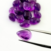48.05 Cts. African Amethyst 9.5x6.5-12.5x8.5mm Smooth Pear Shape A Grade Cabochons Parcel - Total 16 Pcs.