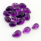 48.05 Cts. African Amethyst 9.5x6.5-12.5x8.5mm Smooth Pear Shape A Grade Cabochons Parcel - Total 16 Pcs.