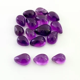48.05 Cts. African Amethyst 9.5x6.5-12.5x8.5mm Smooth Pear Shape A Grade Cabochons Parcel - Total 16 Pcs.