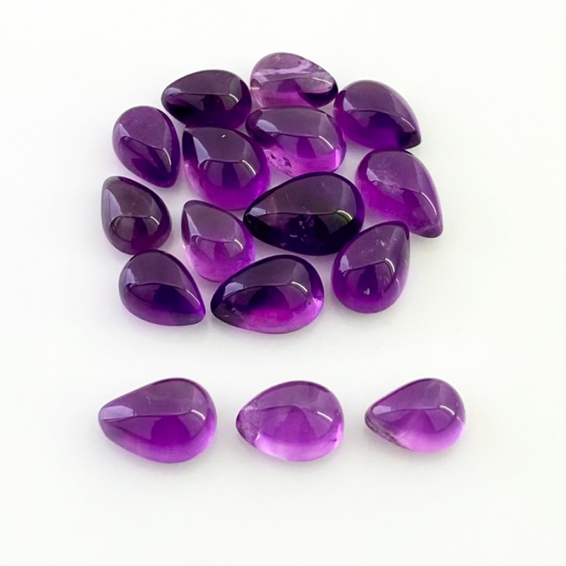 African Amethyst Smooth Pear Shape A Grade Cabochon Parcel - 9.5x6.5-12.5x8.5mm - 16 Pc. - 48.05 Cts.